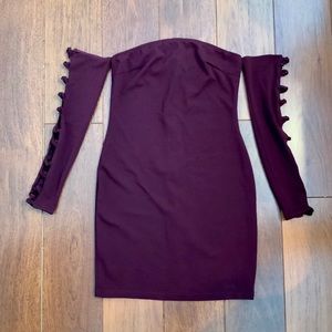 Maroon Long sleeve bodycon with arm detail